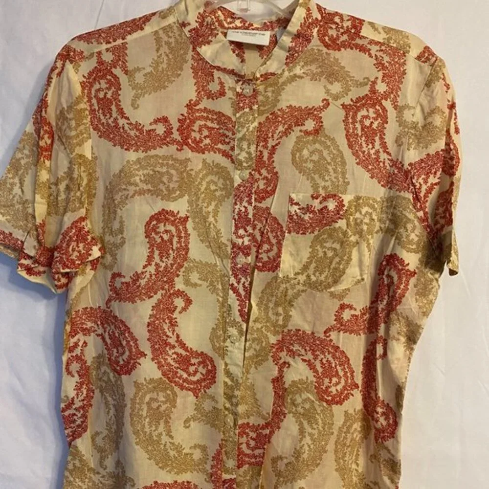 Liz Claiborne "Liz Sport" Paisley Print Shirt Size L Short Sleeve - Picture 1 of 7
